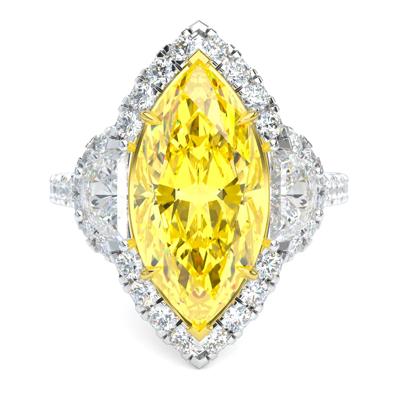 Lab Grown Diamond Fancy Yellow Marquise Engagement Ring in Platinum & 18K Yellow Gold (6 3/8 ct. tw.)