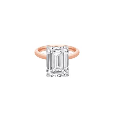 Lab Grown Diamond Emerald-Cut Solitaire Ring in 14K Rose & White Gold (7 ct.)