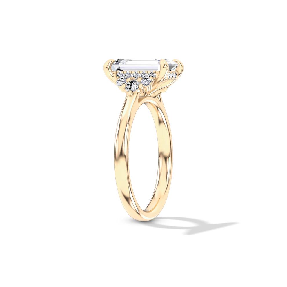 Lab Grown Diamond Emerald-Cut Center Engagement Ring in 14K Yellow Gold (3 1/4 ct. tw.) – Image 3 of 4