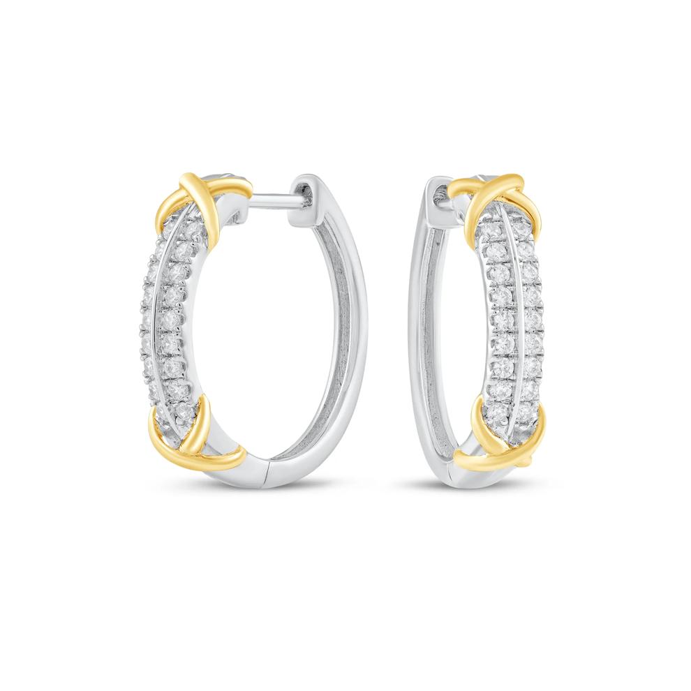 Diamond X Hoop Earrings in 10K Vermeil (1/4 ct. tw.) – Image 1 of 2