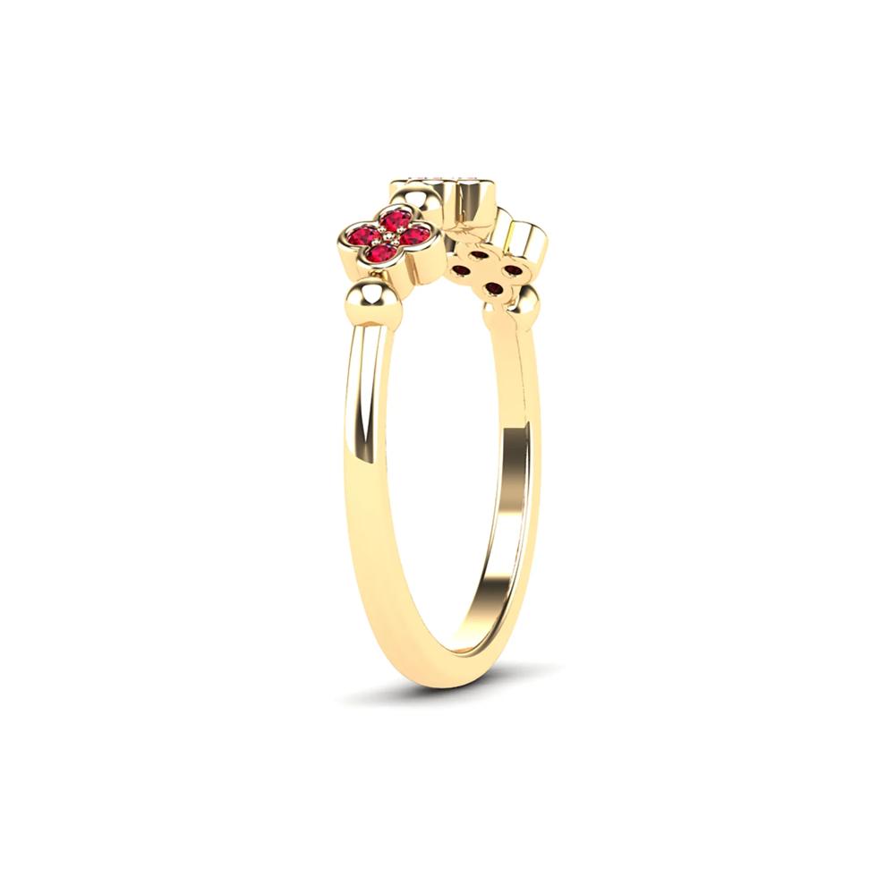 Ruby Clover Stack Band in 10K Yellow Gold – Image 3 of 4