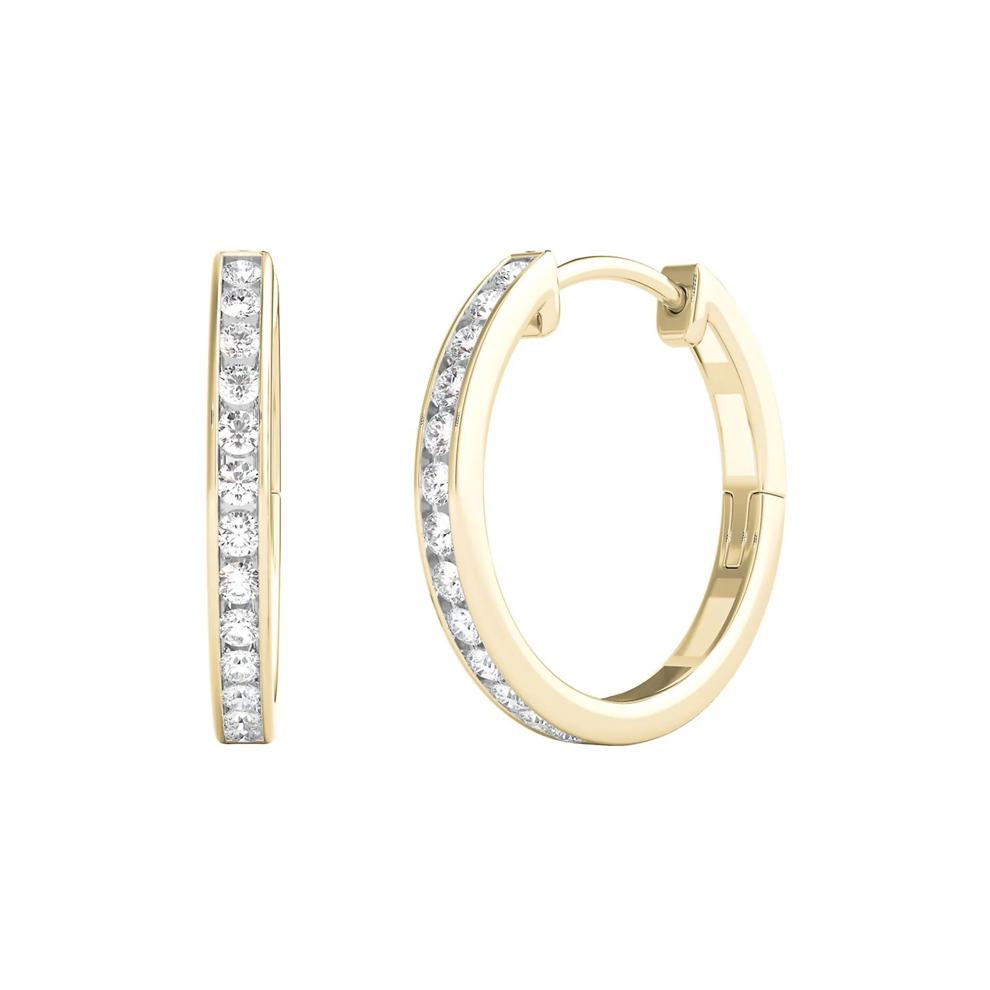 1/4 ct. tw. Diamond Hoop Earrings in 10K Yellow Gold – Image 1 of 3