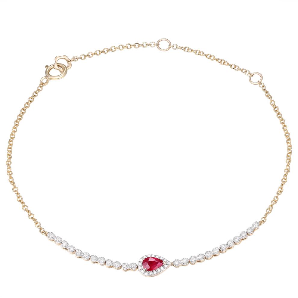 Pear-Shaped Ruby and Diamond Layering Bracelet in 10K Yellow Gold (1/7 ct. tw.) – Image 1 of 1