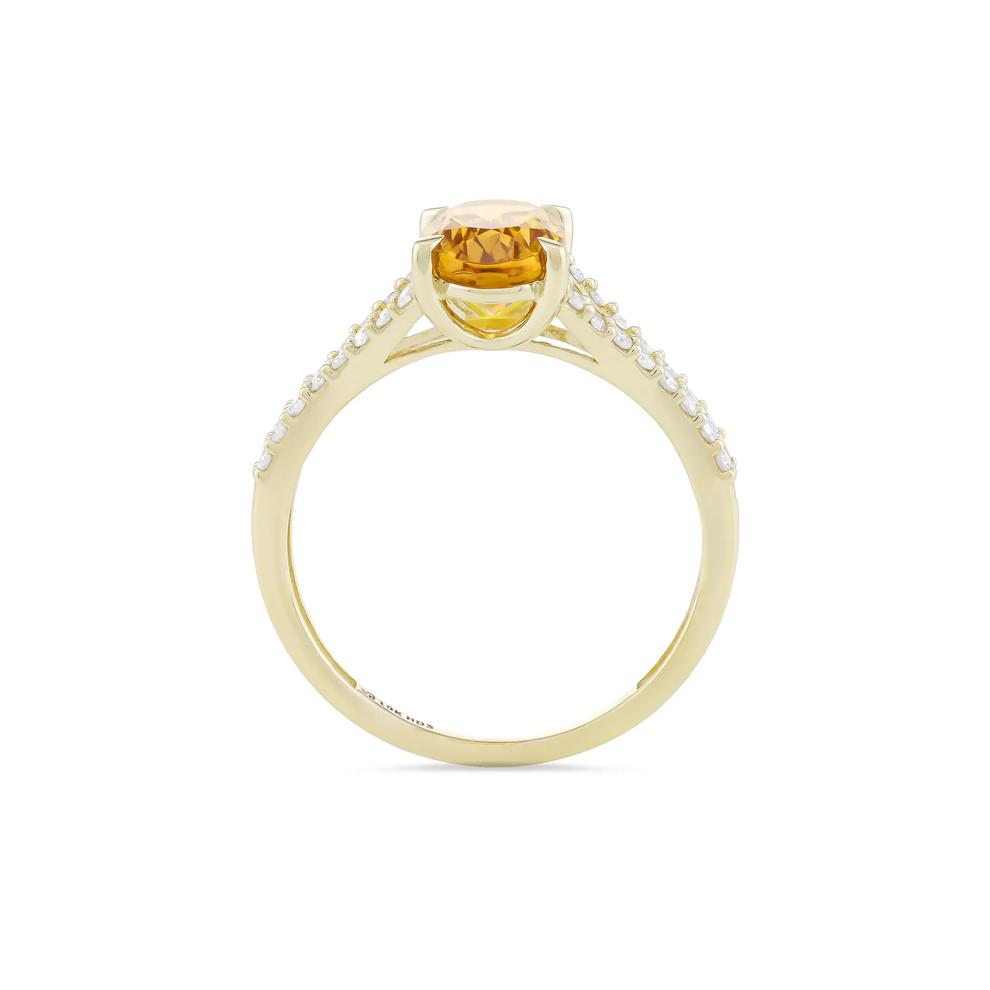 Citrine &amp; Diamond Ring in 10K Yellow Gold (1/4 ct. tw.) – Image 2 of 4