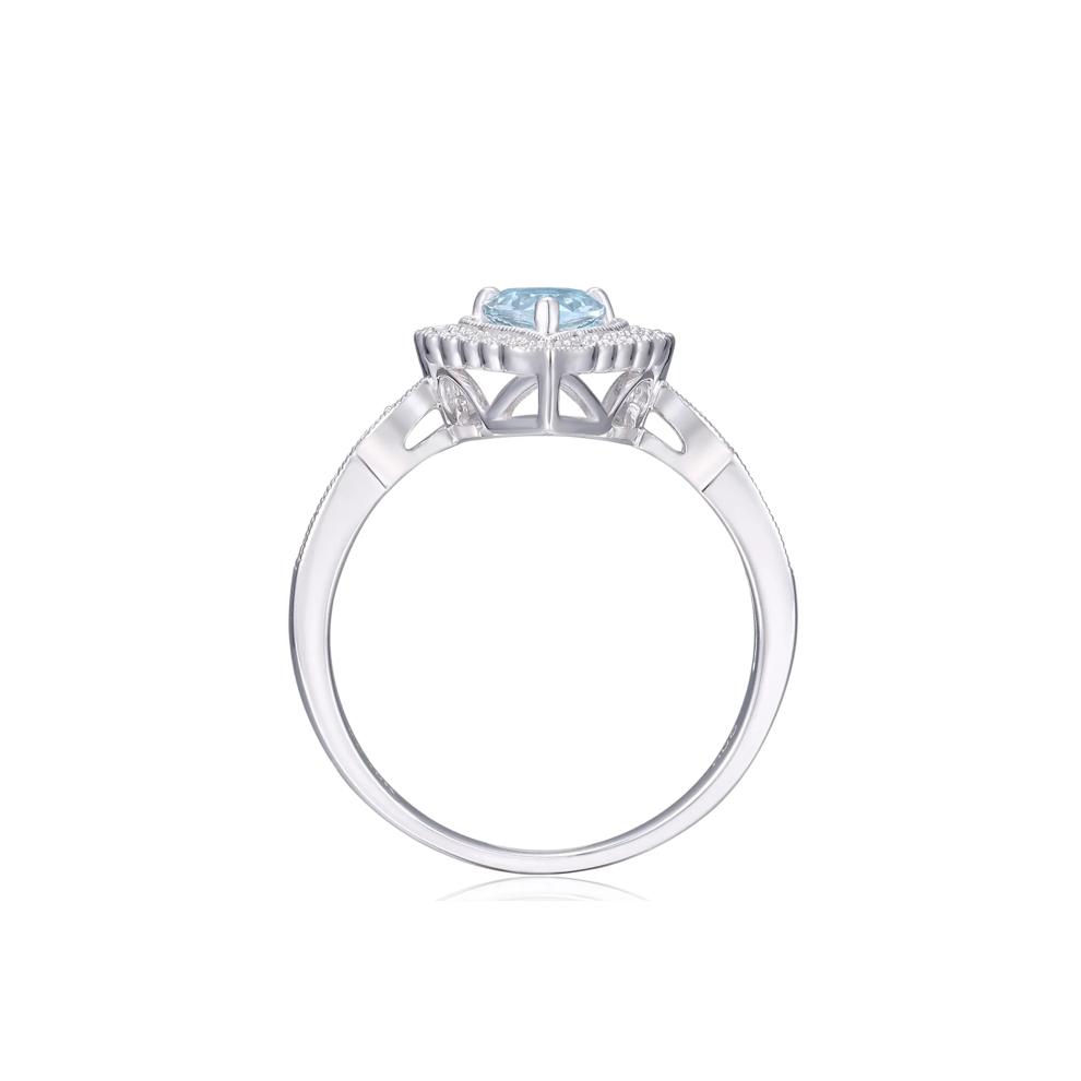 Aquamarine and Diamond Ring in 10K White Gold (1/10 ct. tw.) – Image 2 of 3