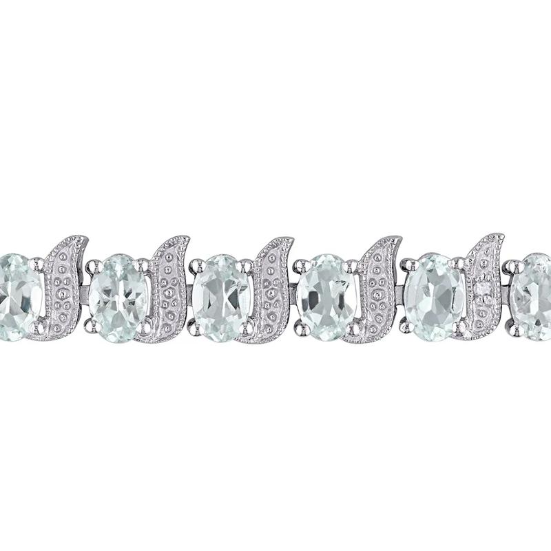 Aquamarine &amp; Diamond Bracelet in Sterling Silver – Image 2 of 4