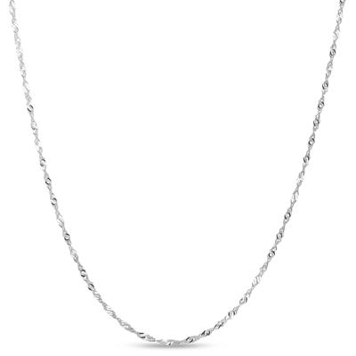 Polished Diamond-Cut Singapore Chain in 10K White Gold, 18"