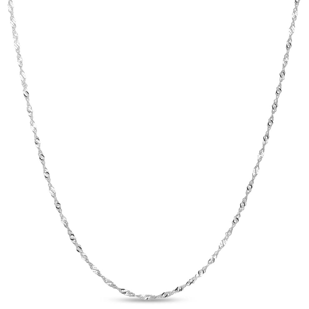 Polished Diamond-Cut Singapore Chain in 10K White Gold, 18" – Image 1 of 2