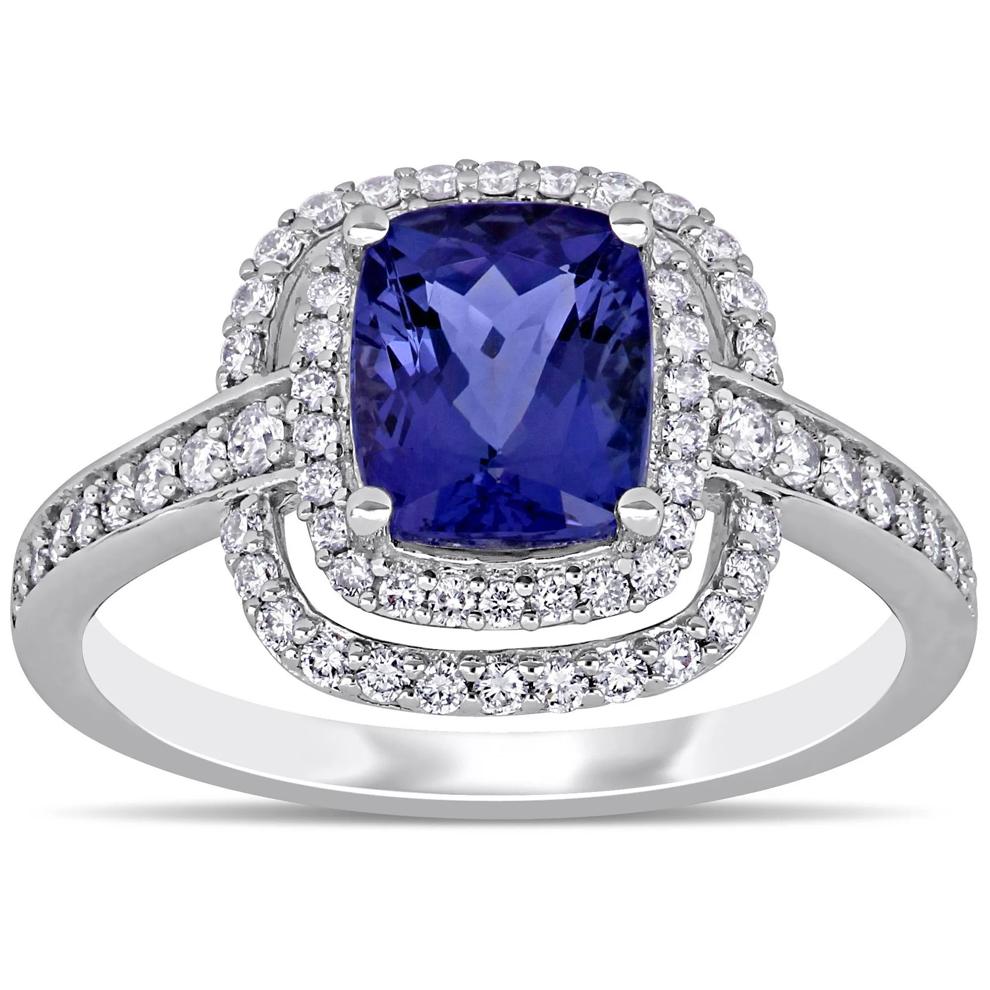 Tanzanite and Diamond Ring in 14K White Gold (1/2 ct. tw.) – Image 1 of 7