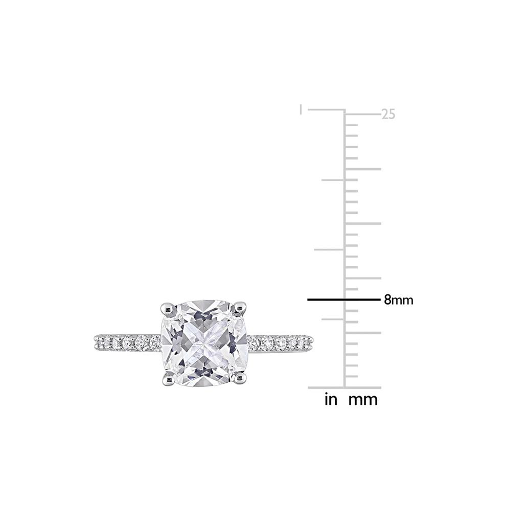 Cushion-Cut Lab Created White Sapphire Ring in 10K White Gold – Image 4 of 5