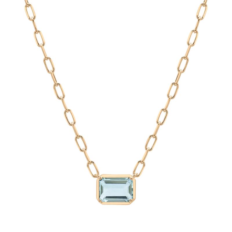 Aquamarine Emerald-Cut Necklace in Vermeil – Image 1 of 5