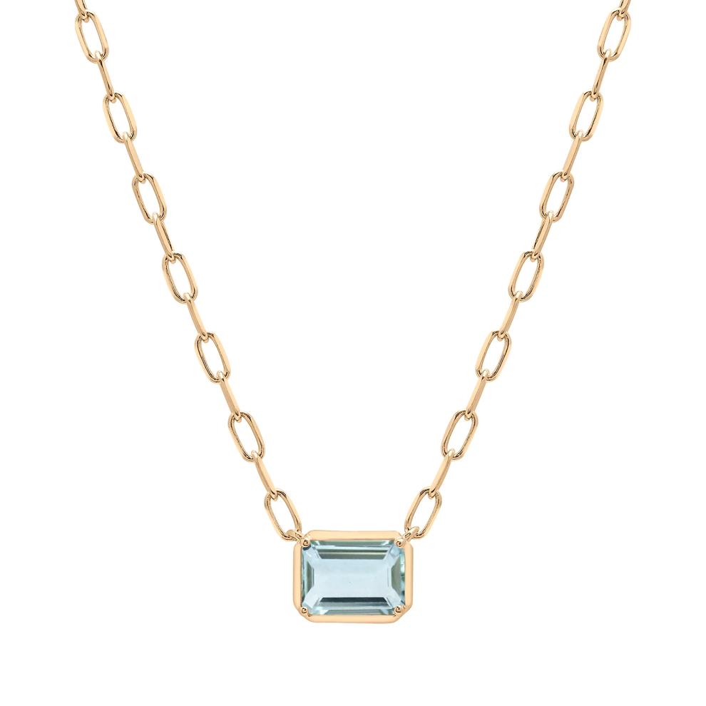 Aquamarine Emerald-Cut Necklace in Vermeil – Image 1 of 5