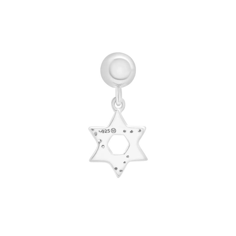 Diamond Accent Star of David Bead Charm in Sterling Silver – Image 3 of 3