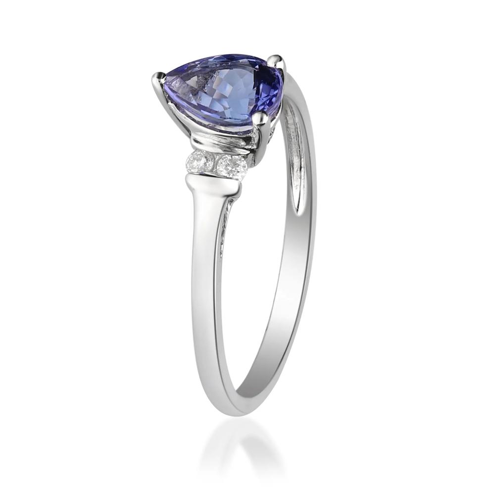 Tanzanite and Diamond Ring in 10K White Gold (1/10 ct. tw.) – Image 3 of 4