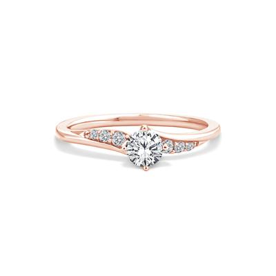 Lab Grown Diamond Round Center Promise Ring in 10K Rose Gold (1/2 ct. tw.)