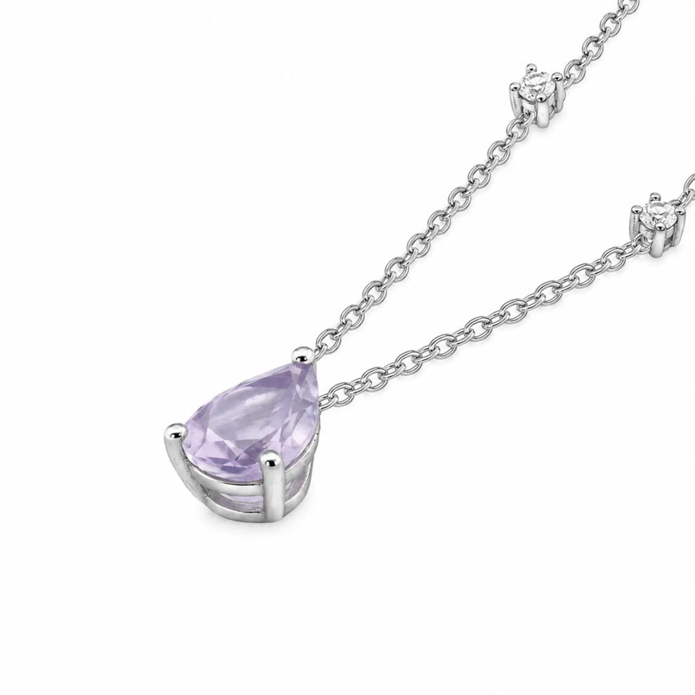 Rose de France Amethyst &amp; Diamond Accent Pendant Necklace in 10K White Gold – Image 2 of 4