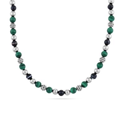 Men's Black Diamond & Mixed Beads Beaded Chain Necklace in Sterling Silver, 20" (2 7/8 ct. tw.)