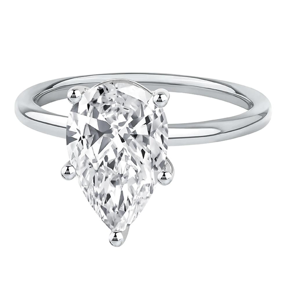 Lab Grown Diamond Pear-Shaped Solitaire Engagement Ring in Platinum (3 ct.) – Image 4 of 4