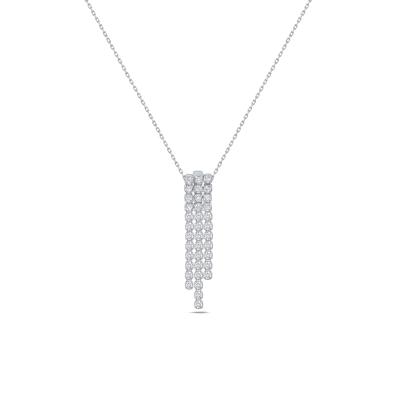 Diamond Three-Line Drop Pendant Necklace in 14K White Gold (1/2 ct. tw.)
