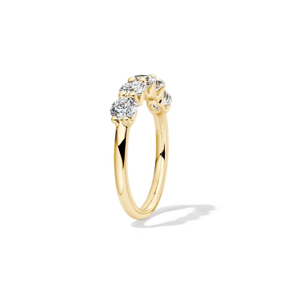 Lab Grown Diamond Five-Stone Round Anniversary Band in 14K Yellow Gold (1 1/2 ct. tw.) – Image 3 of 4