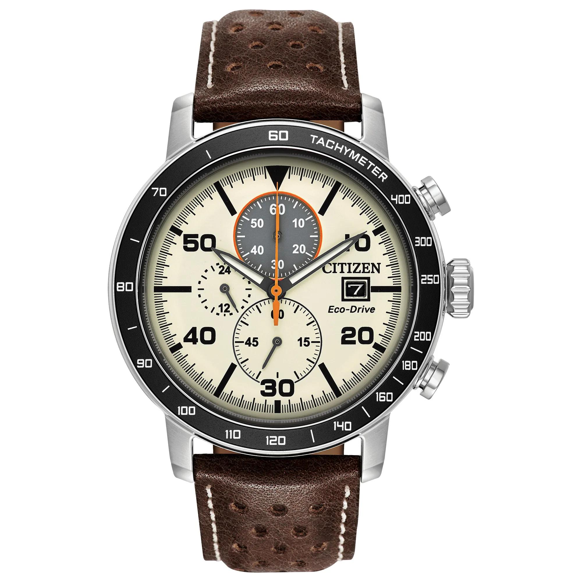 Citizen® Men's Brycen Watch in Hickory Brown Leather and Stainless
