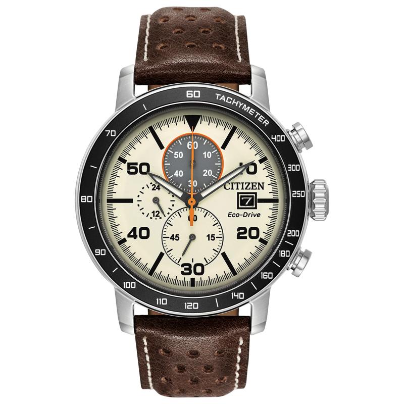 Men&#39;s Brycen Watch in Hickory Brown Leather and Stainless Steel, 44MM – Image 1 of 3