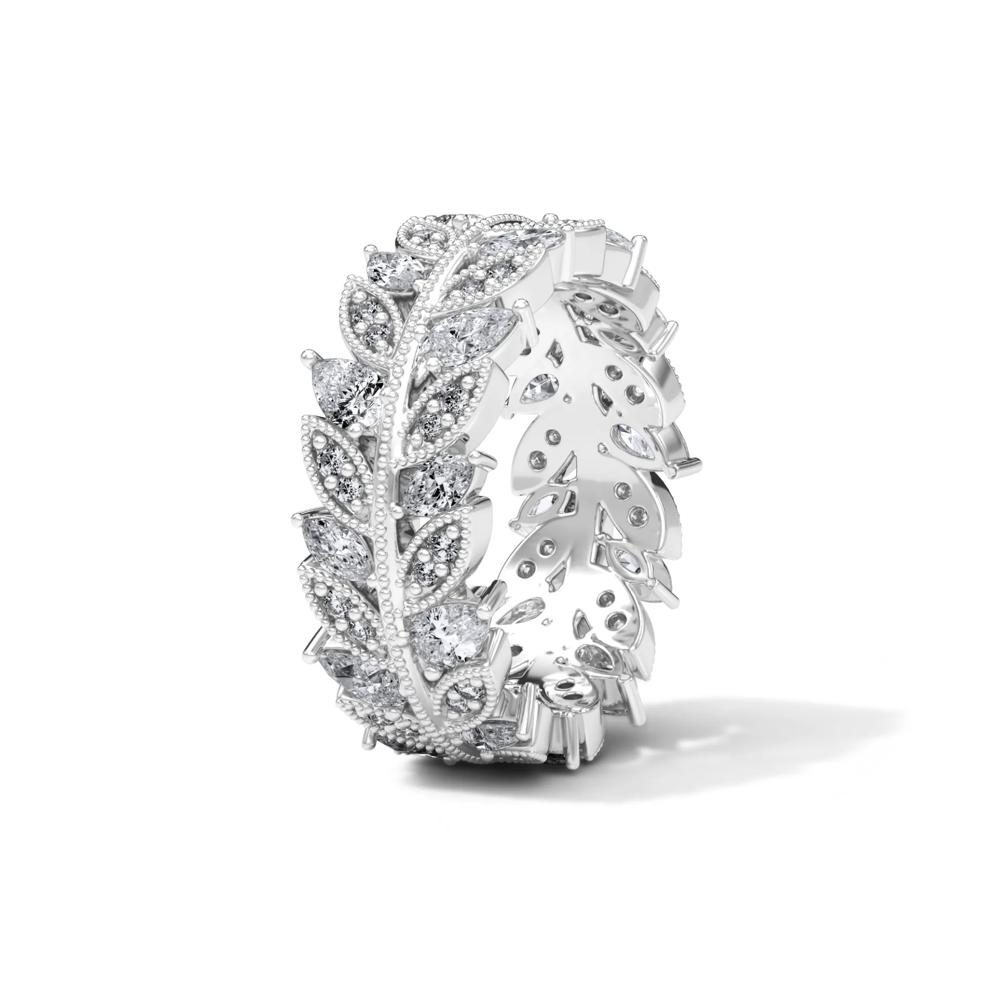 Diamond Multi-Shape Floral Eternity Band in Platinum (1 1/2 ct. tw.) – Image 4 of 4
