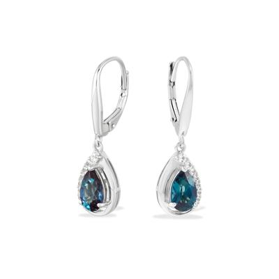 Lab Created Alexandrite & Sapphire Drop Earrings in Sterling Silver