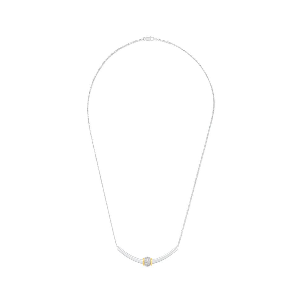 Diamond Frontal Necklace in Sterling Silver &amp; 10K Yellow Gold (1/4 ct. tw.) – Image 3 of 4