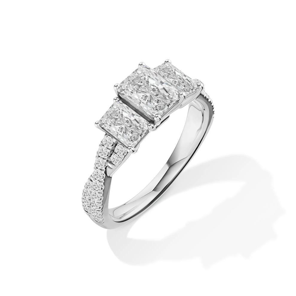 Diamond Radiant-Cut Three-Stone Engagement Ring in Platinum (1 3/4 ct. tw.) – Image 2 of 4