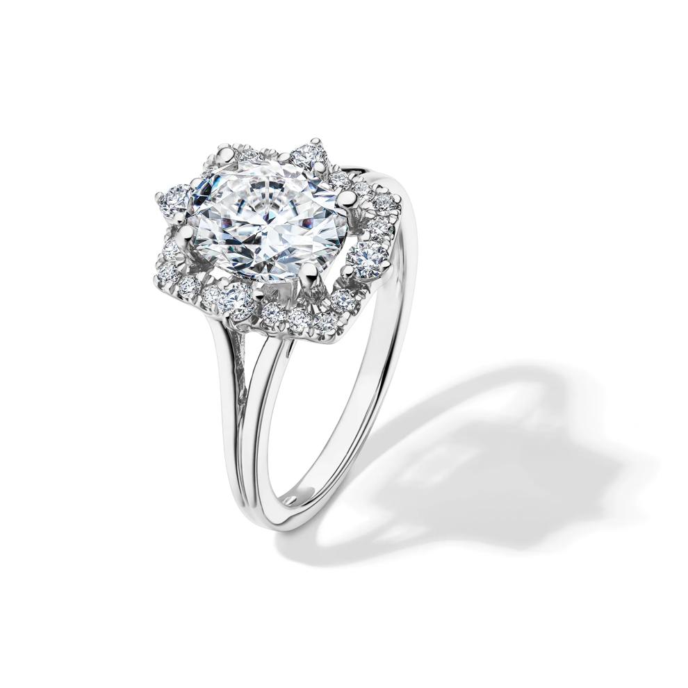 Lab-Created Moissanite Ornate Halo Ring in 10K White Gold (2 1/4 ct. dew) – Image 4 of 4