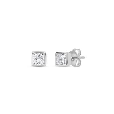 Lab Grown Diamond Princess-Cut Bezel-Set Solitaire Stud Earrings in 14K Gold