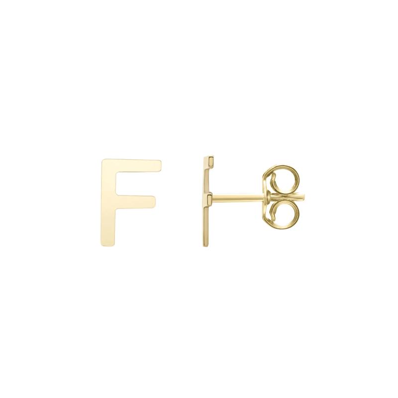 Initial Stud Earrings Letter &ldquo;F&rdquo; in 14K Yellow Gold – Image 1 of 1