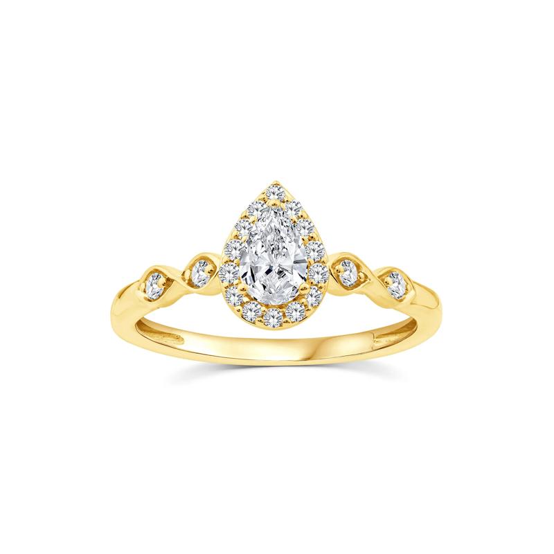 Lab Grown Diamond Pear Promise Ring in 10K Yellow Gold &#40;1/2 ct. tw.&#41; – Image 1 of 3