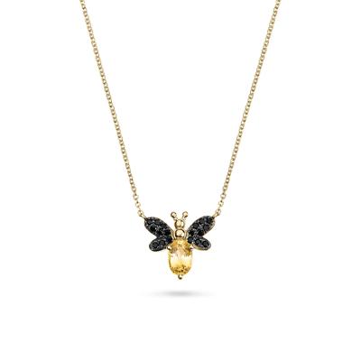 Citrine & Black Diamond Bumblebee Pendant in 10K Yellow Gold (1/8 ct. tw.)
