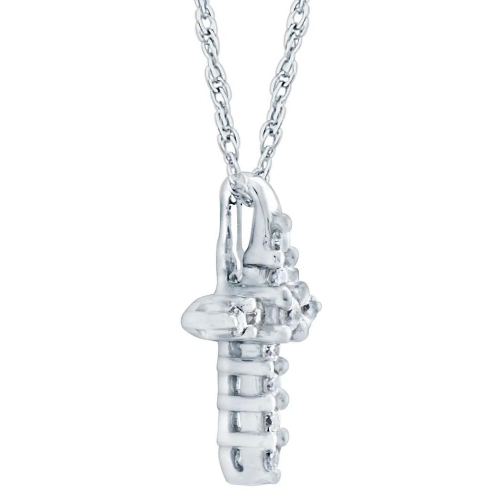 1/10 ct. tw. Diamond Cross Pendant in 10K White Gold – Image 2 of 4
