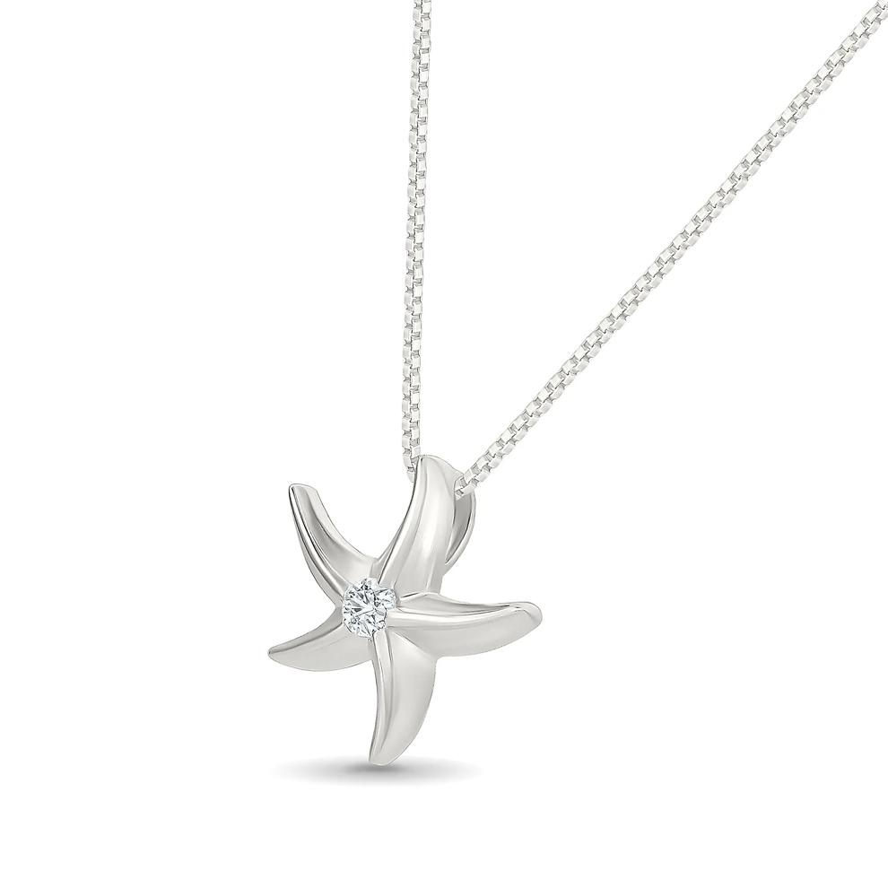 Diamond Accent Star Pendant Necklace in Sterling Silver – Image 2 of 4