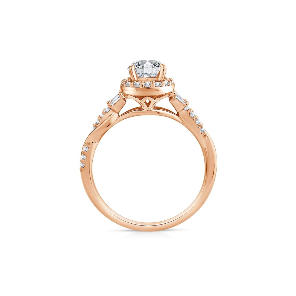 Lab Grown Diamond Pear-Shaped Halo Engagement Ring in 10K Rose Gold (1 ct. tw.) – Image 2 of 3