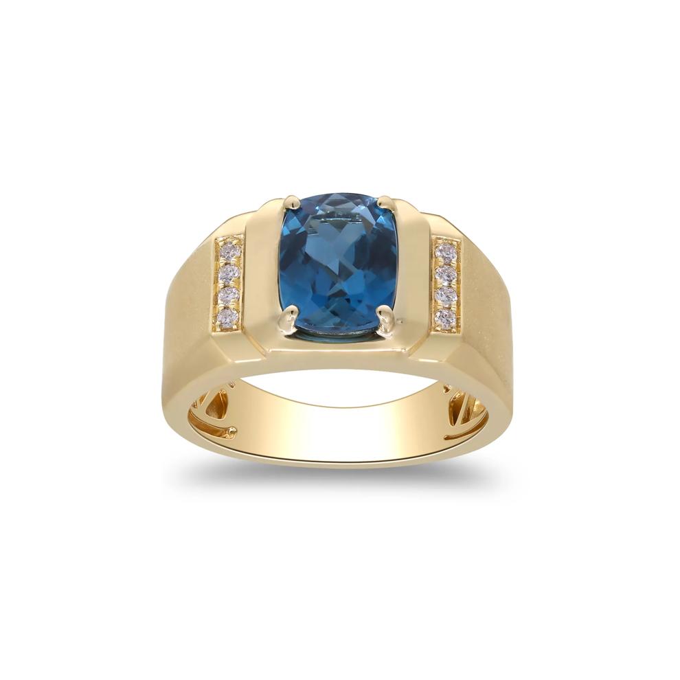 London Blue Topaz &amp; Diamond Accent Ring in 14K Yellow Gold – Image 1 of 5