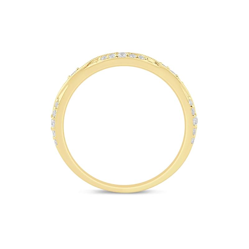 Lab Grown Diamond Milgrain Wave Stack Band 10K Yellow Gold &#40;1/5 ct. tw.&#41; – Image 2 of 3