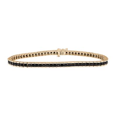 Black Diamond Tennis Bracelet in 10K Yellow Gold, 8.5" (3 ct. tw.)