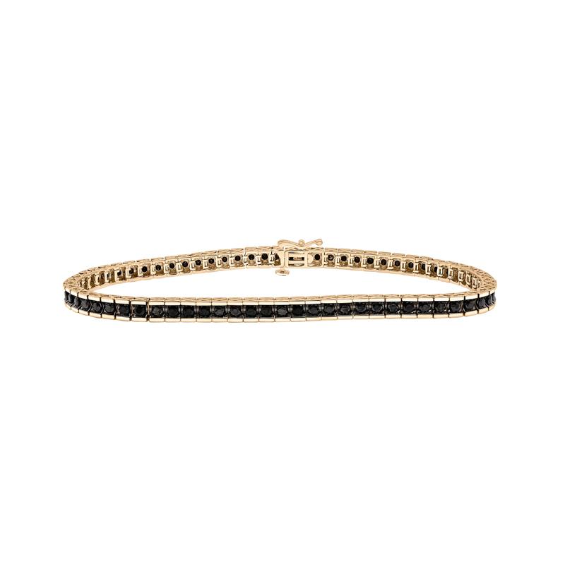 Black Diamond Tennis Bracelet in 10K Yellow Gold, 8.5&quot; &#40;3 ct. tw.&#41; – Image 1 of 1