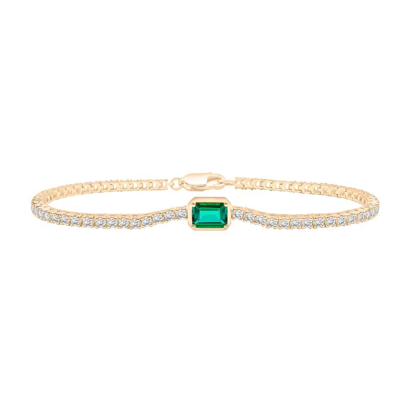 Lab-Created Emerald and Lab-Created White Sapphire Bracelet in Vermeil – Image 1 of 4