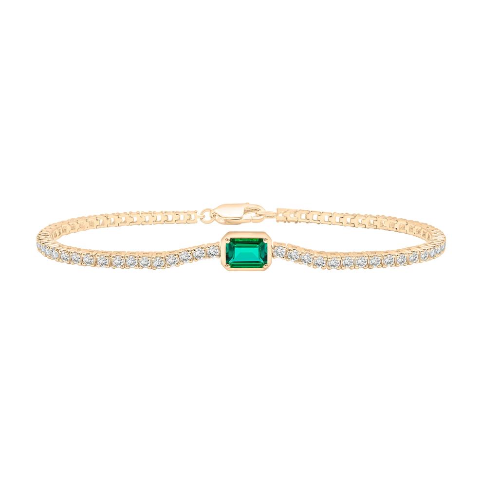 Lab-Created Emerald and Lab-Created White Sapphire Bracelet in Vermeil – Image 1 of 4