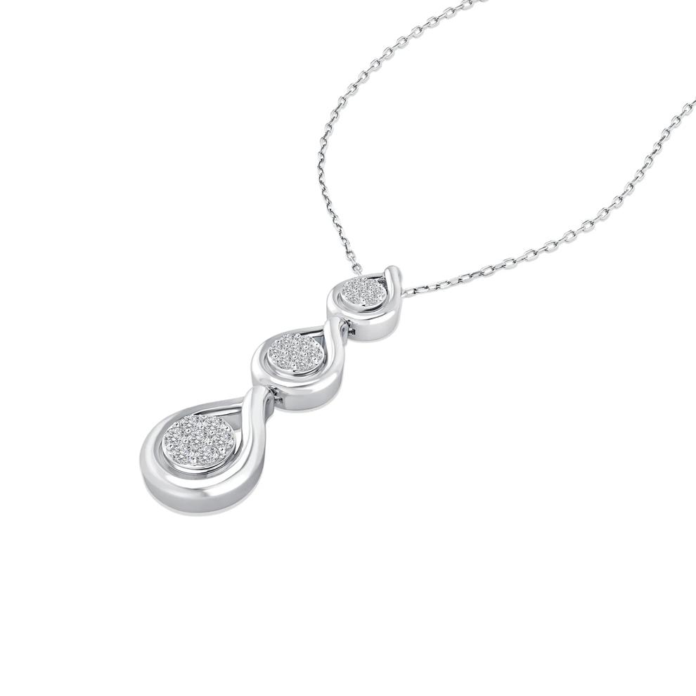 Diamond Trio Pendant Necklace in 10K White Gold (1/7 ct. tw.) – Image 4 of 4