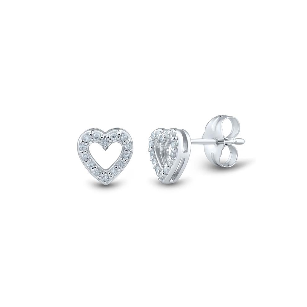 1/10 ct. tw. Diamond Heart Stud Earrings in 10K White Gold – Image 1 of 1