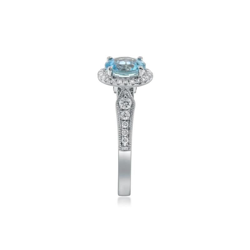 Aquamarine and Diamond Ring in 10K White Gold &#40;1/3 ct. tw.&#41; – Image 3 of 4