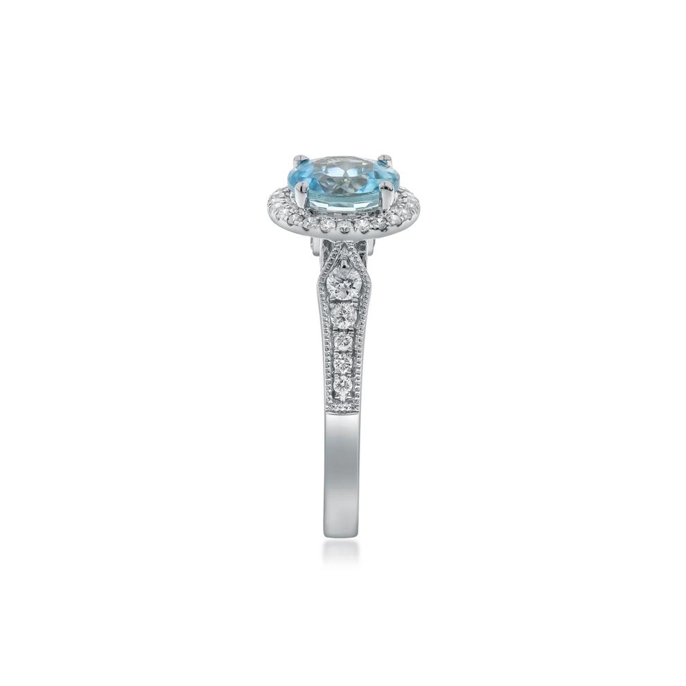 Aquamarine and Diamond Ring in 10K White Gold (1/3 ct. tw.) – Image 3 of 4