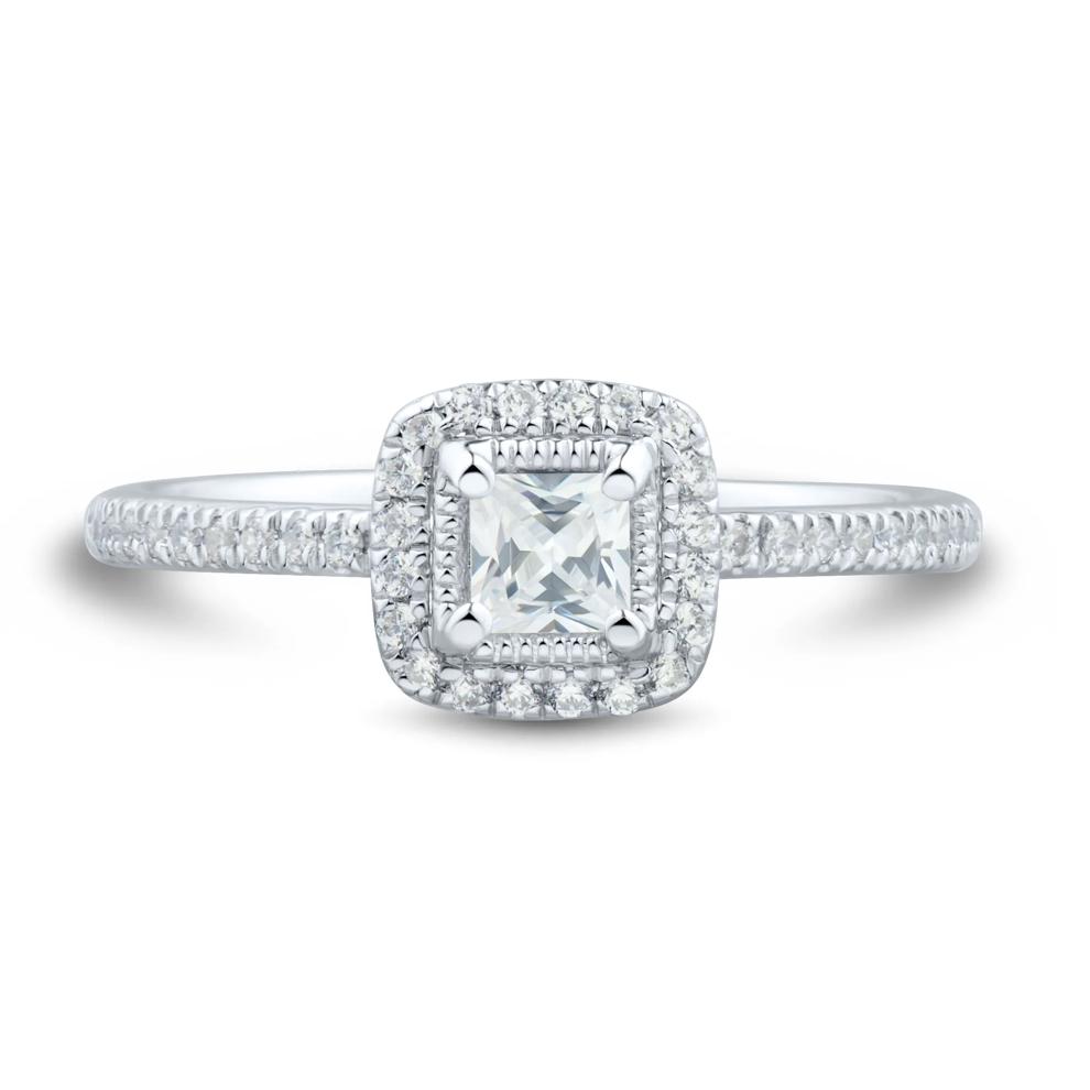 Diamond Halo Engagement Ring in 14K White Gold (1/2 ct. tw.) – Image 1 of 3