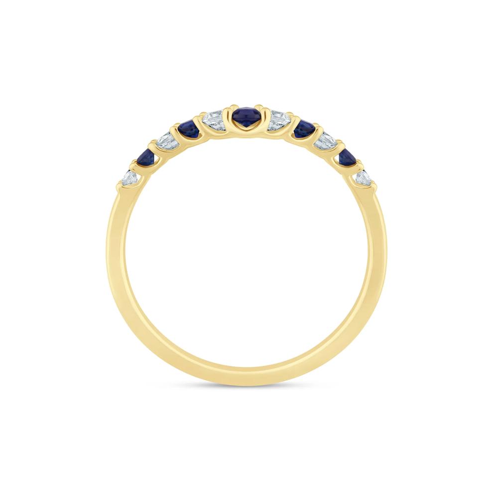 Diamond and Blue Sapphire Contour Band in 14K Yellow Gold (1/7 ct. tw.) – Image 2 of 3